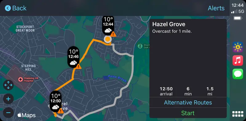 يمنحك تطبيق ويذر أون ذا واي معلومات عن ظروف الطقس السائدة في الطريق الذي تسير فيه. حقوق الصورة: ديفيد نيلد