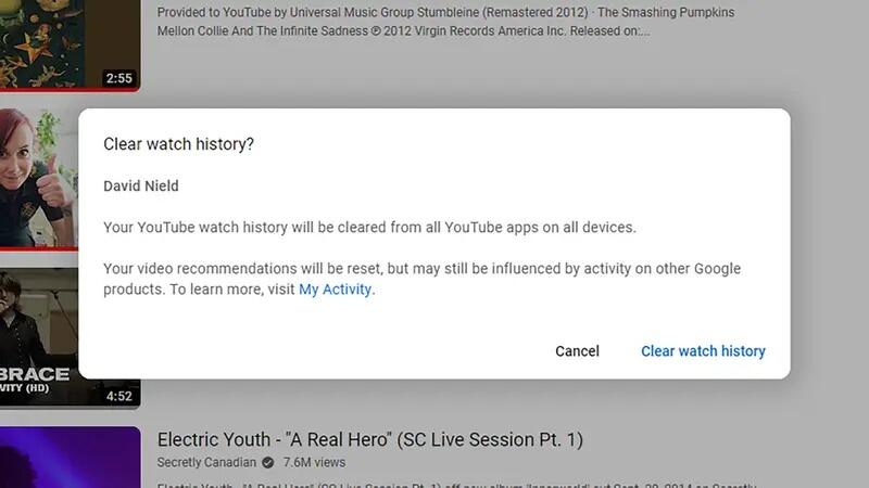 يمكنك حذف سجل المشاهدة بالكامل على يوتيوب. حقوق الصورة: ديفيد نيلد