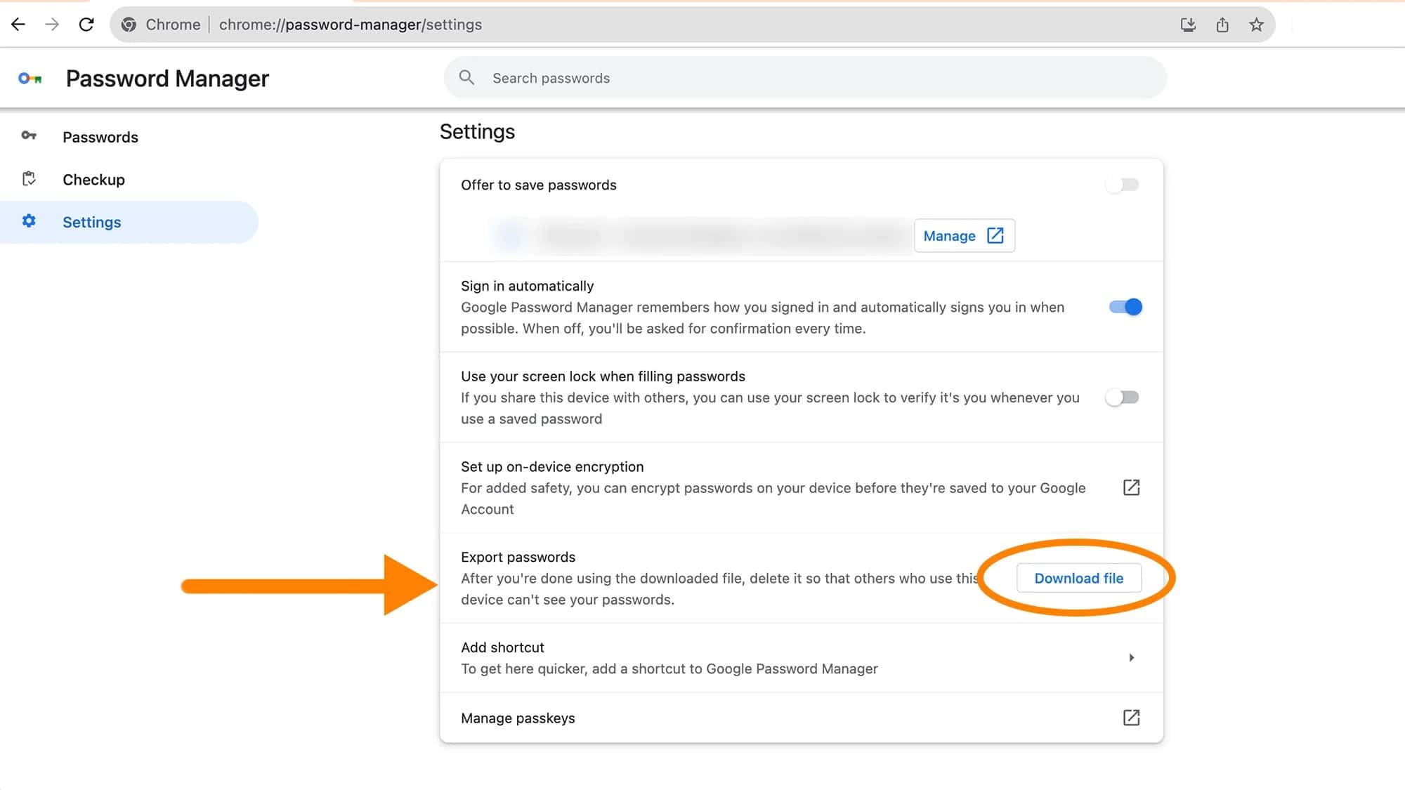 لا تنسَ حذف ملف سي إس في الذي يحتوي على كلمات مرور متصفّح كروم. صورة الشاشة: جوجل كروم