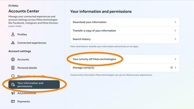كان خيار معرفة الأطراف الثالثة التي تشارك المعلومات مع المنصة متاحاً لمستخدمي فيسبوك فقط من قبل. صورة الشاشة: إنستغرام