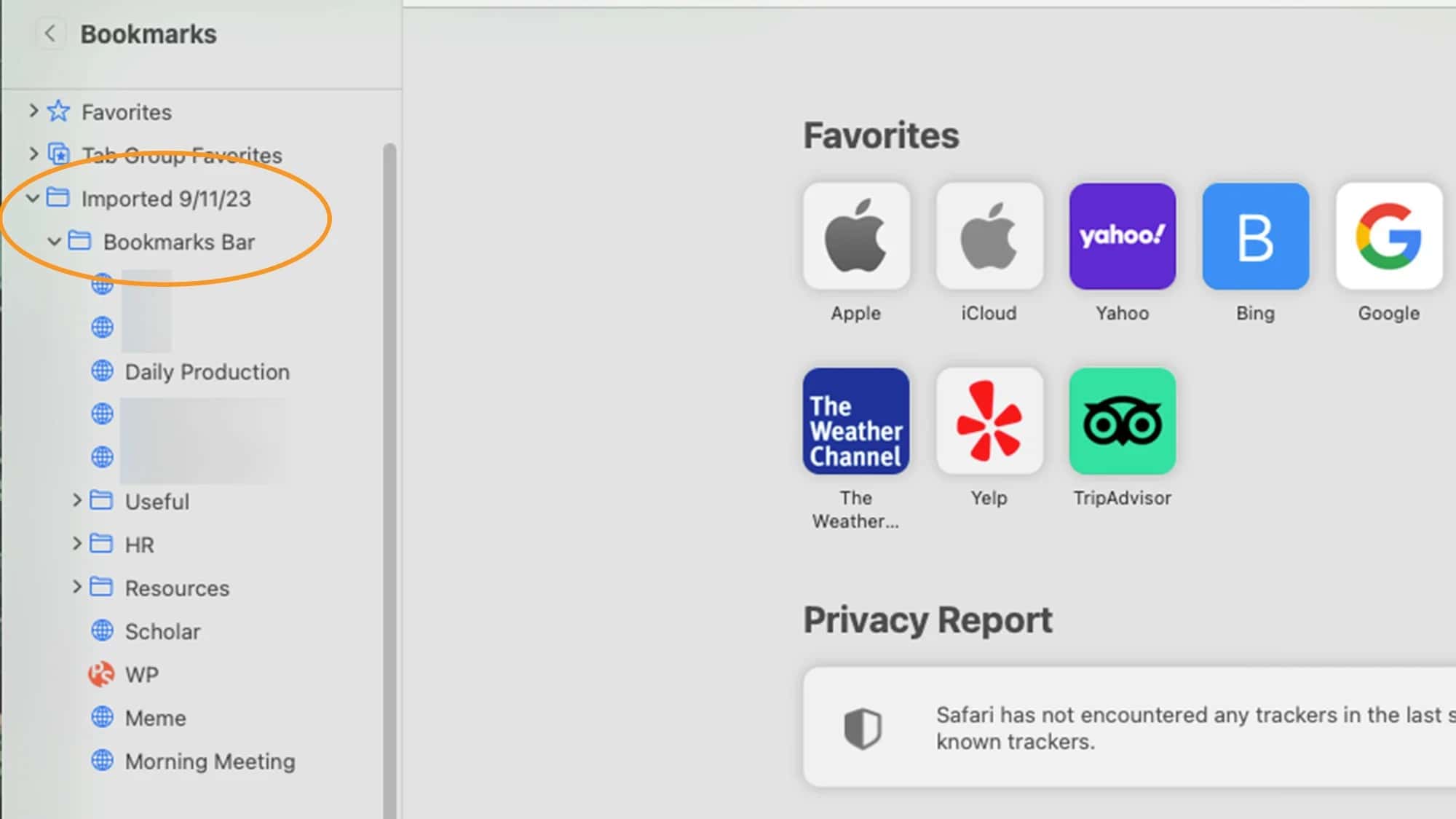 ستضطر إلى إعادة تنظيم إشارات كروم المرجعية المستوردة. صورة الشاشة: سافاري