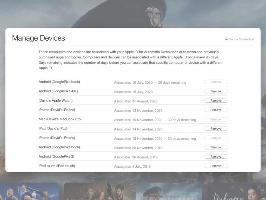 إدارة الوصول إلى حساب آبل تي في بلس