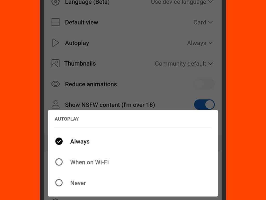 تغيير إعدادات التشغيل التلقائي والصور المصغرة