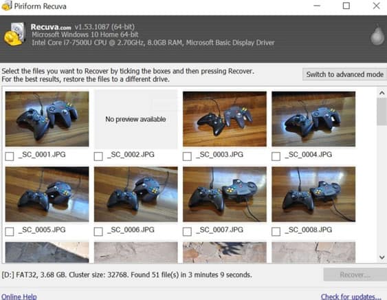 بطاقة الذاكرة, كاميرا, تقنية